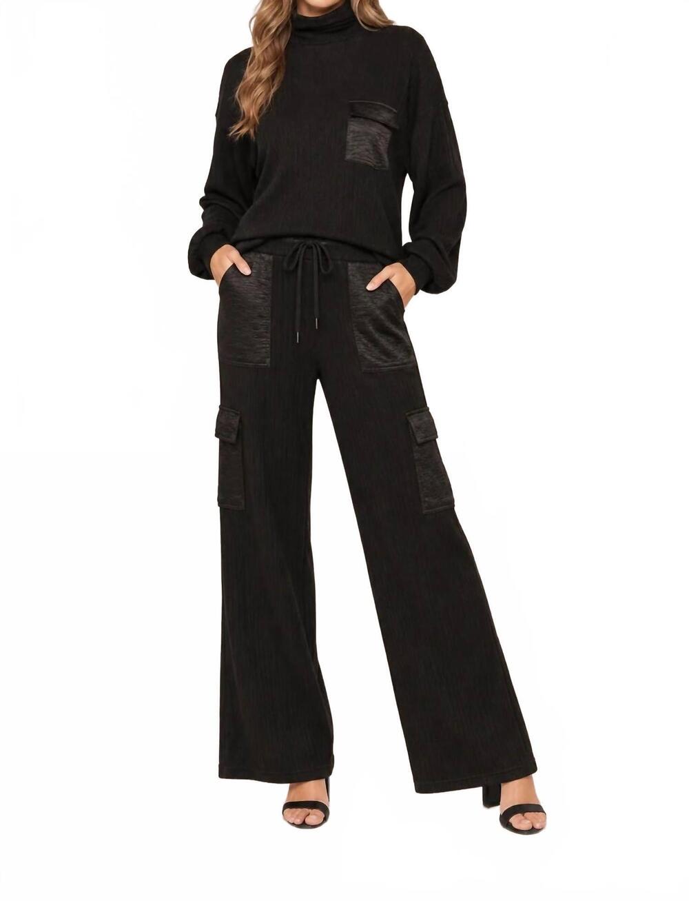 NEW KYLIE PAIGE sweater knit megan pants in black